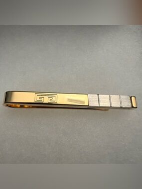 Vintage GIVENCHY 4G Two-Tone Gold & Silver Tie Bar Clip Paris Designer